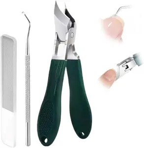 3-Piece Eagle Beak Nail Clipper Set – Thick Nail Clipper, Ingrown Toenail Lifter & Nail File | Heavy-Duty Pedicure Kit for Thick & Ingrown Nails, Stainless Steel Grooming Tools for Home or Travel