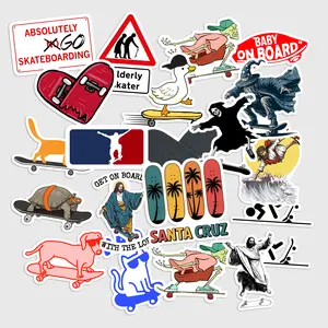 20 Pcs Skateboard Stickers Pack - Cool Streetwear Aesthetic Decals, Waterproof Vinyl Graffiti Stickers for Helmet, Laptop, Water Bottle - Skater Gift
