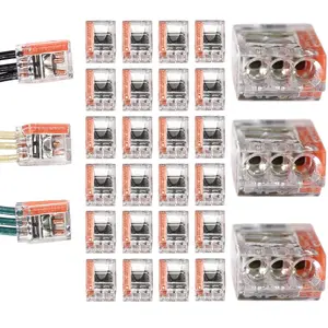 Quick Push-in Electrical Wire Connectors, 22-12 AWG Gauge Solid, 3-Port, 50-Pack for Junction Wiring Outlet Boxes