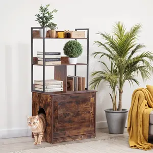 Segawe 50-Inch Litter Box Enclosure with 2 Storage Shelves & 2 Drawers, 2-in-1 Hidden Cat Litter Box Furniture