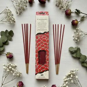 Highly Scented Aroma Strawberry Incense Sticks, 40-Pack Freshener for Cultural Collectibles & Incense Burner Use