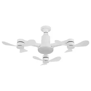 27 Inch Drone-Inspired Socket Fan Light with Remote, 3-Head Foldable Screw-in Ceiling Fan3-Color Dimmable LED & 3 Speeds, Modern Bulb Fan for Bedroom, Kitchen, Garage