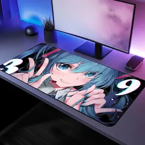 Hatsune Miku anime Mouse Pad non-slip and washable rubber base, suitable for computers and office decoration - an ultra-long computer accessory, the preferred gift for gamers, fashionable decoration for study and work area, Anime Mousepad