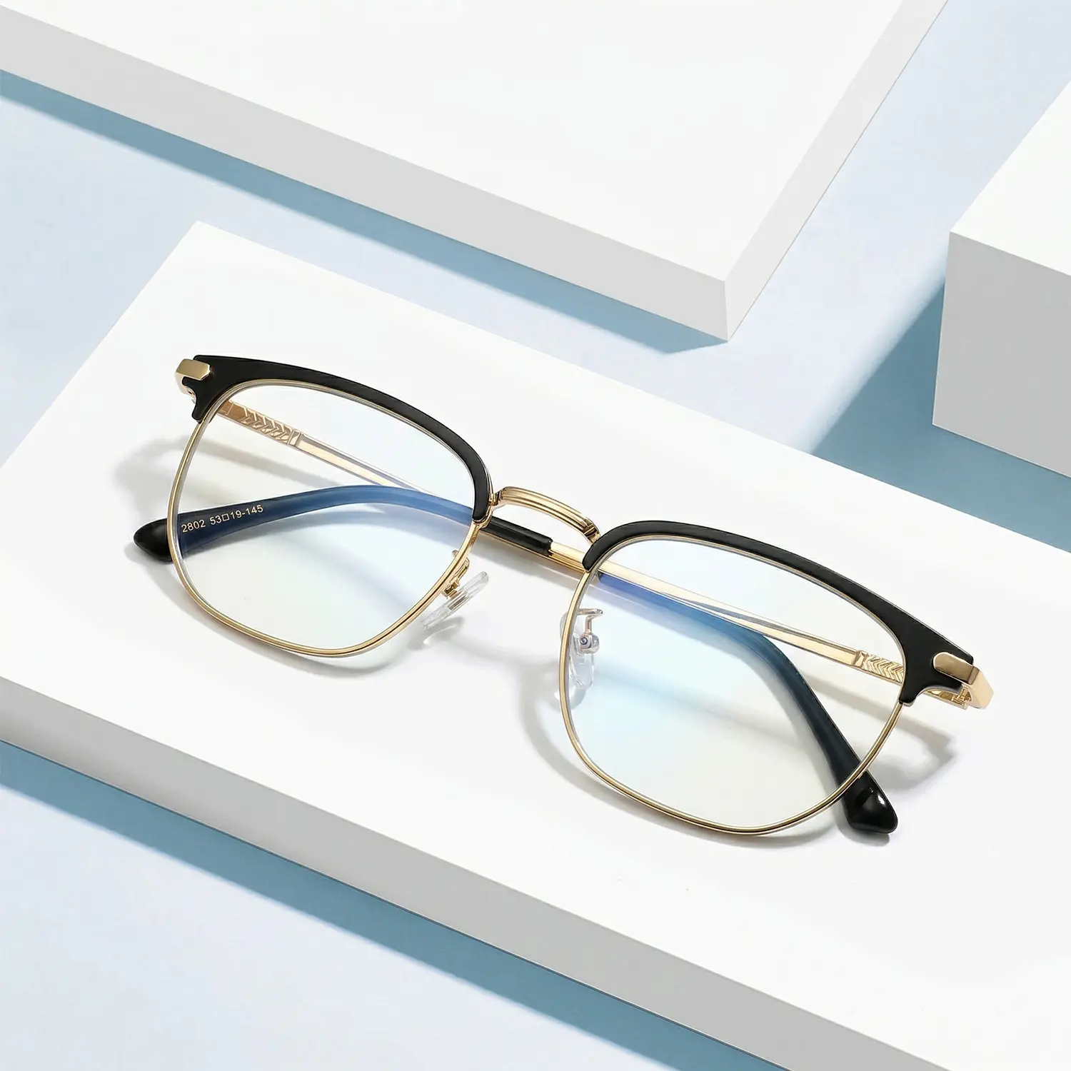 Unisex Lightweight Reading Eyeglasses, Square Metallic Frames, Non-Prescription Casual Wear Eyewear