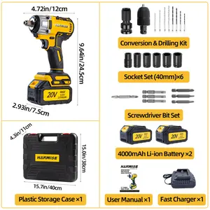 20V cordless impact driver/driver-drill set, brushless electric impact gun drill, optional 4000mAh battery, tool case, charger, socket, and a complete accessory kit. Perfect as a car and home gift for men | Christmas gift