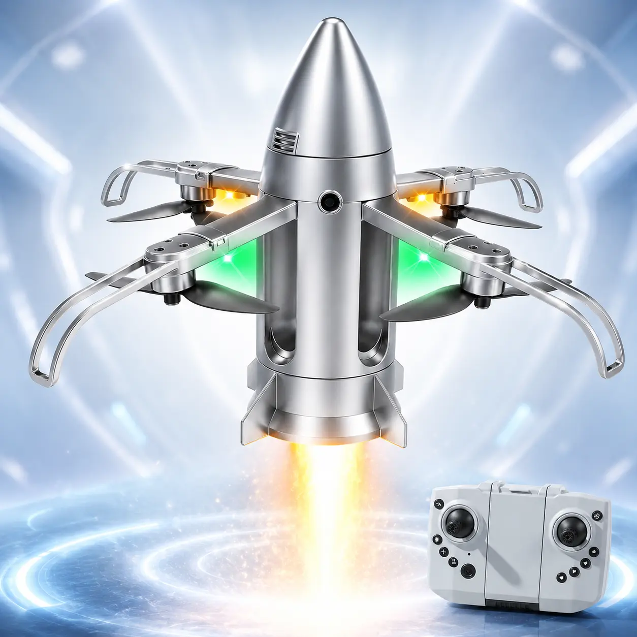 RC Dragon Starship Rocket Drone Toy for Kids, Remote Control Flying Rocket with LED Lights, Auto Hover, Mist Spray Effect and Easy Fly Control