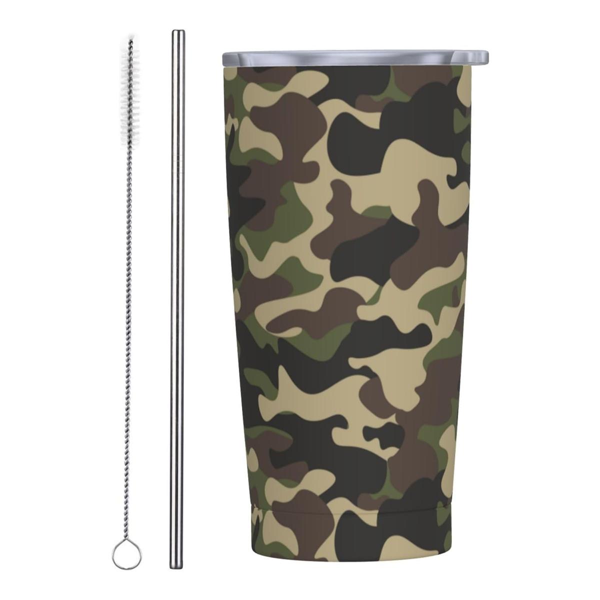 Full Camoflage Series Tumbler with Lid 12oz 20oz 30oz, Portable Water Tumbler with Lid for Hunting Camo, Camping, Sports , Dad Gifts for Christmas from Son Daughter Stainless Steel Cup