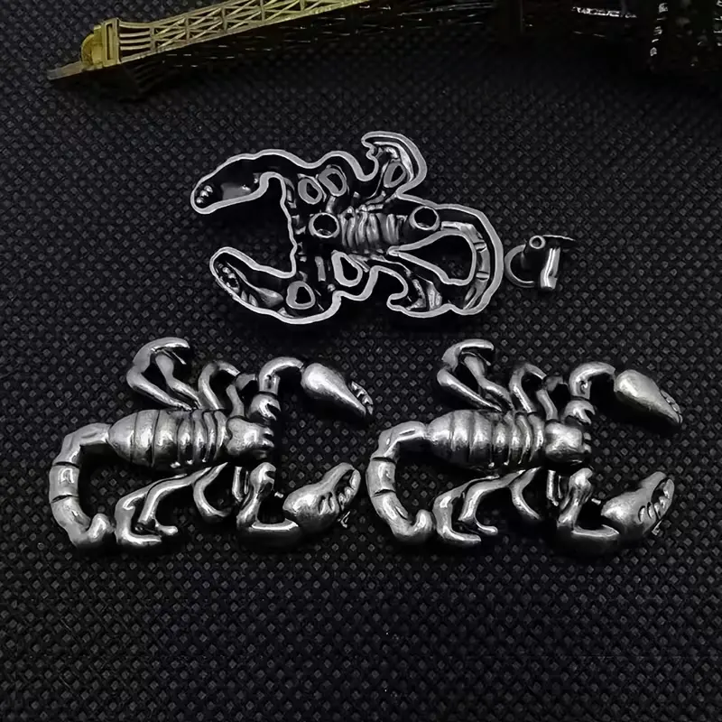 Retro Punk Leather Craft 5-Piece Set Bundle - Animal Motif Scorpion-Shaped Metal Rivets, Collision Nails Hardware DIY Accessories for Luggage, Clothing, Home Decor Hanging Accents, Five Pieces