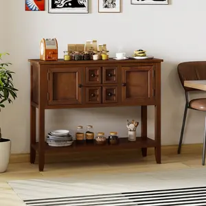 COSTWAY - Buffet Sideboard Cabinet with 2 Doors and 2 Drawers-Brown