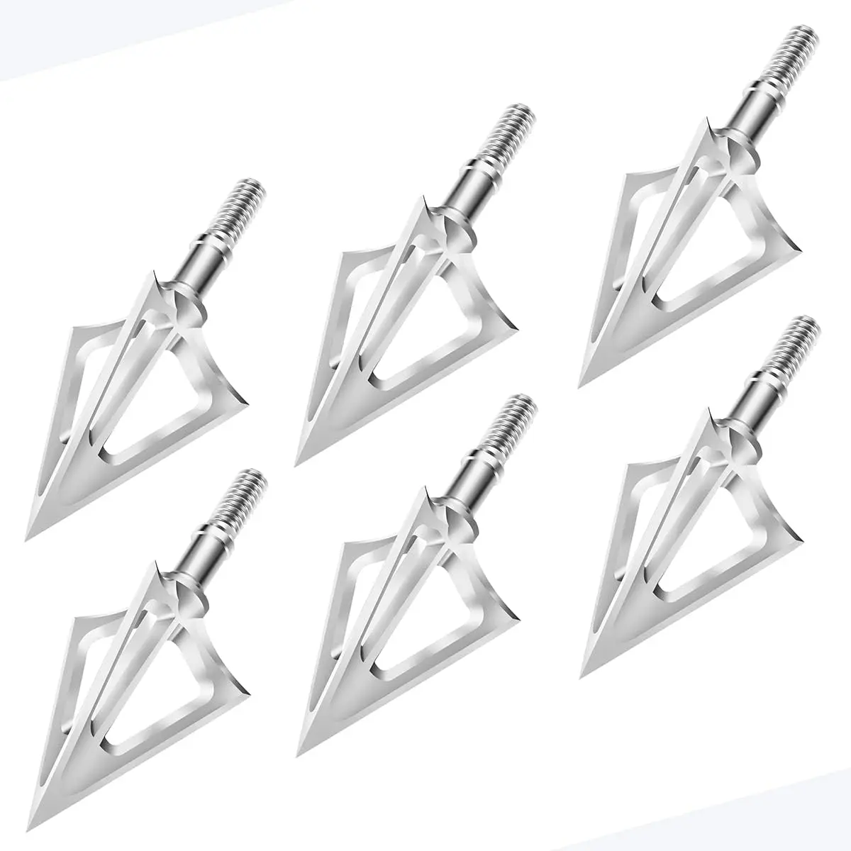 Fixed Blade Broadheads 6-Pack, 100 Grain 3-Blade Vented 420 Stainless Steel Tips, Spin Tested for Hunting with Crossbow, Compound & Recurve Bows