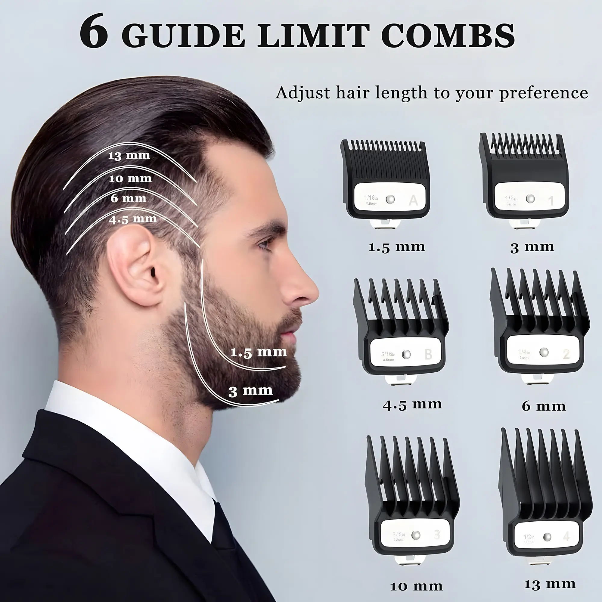 Clipper Guide Combs ONLY (No Machine) | Metal Clip + Precise Length Control | Durable Barber Accessories | Clipper Guards