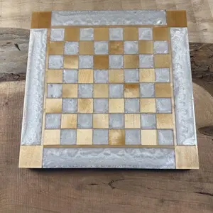 Pearl White Cloud Maple Wood Chess Board (INCLUDES GLASS PIECES)