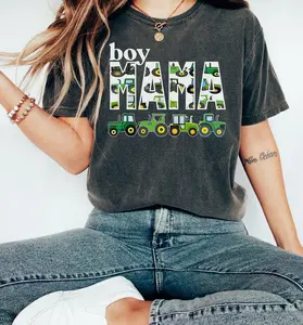Boy Mama Shirt, Green Tractor Mom, Boy Mother Cotton Polyester