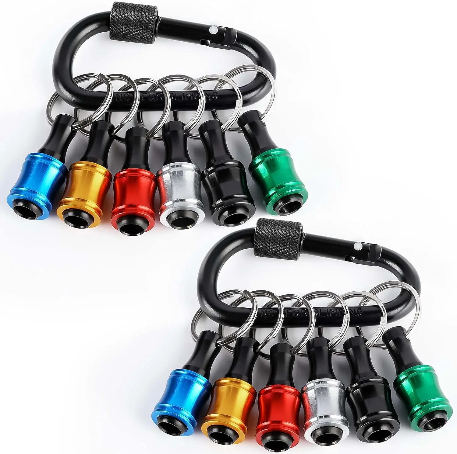2 Sets 1/4" Hex Shank Quick Release Keychain Screwdriver Drill Bit Holder Bit Aluminum