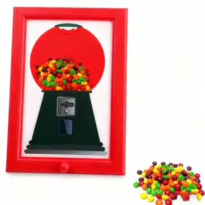 One-Button Candy Dispenser Frame, Wall-Mounted Desktop Dual Use, Snacks Nuts Pet Treats, Birthday Christmas Halloween Gift
