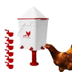 RentACoop 5 Gallon/ 4 Automatic-Fill Water Cup or Nipple Chicken Waterer with Adjustable Stand - Center Placement