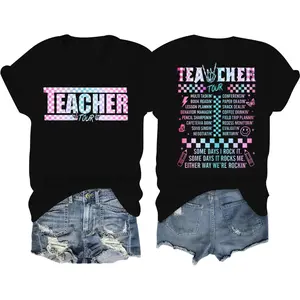 GEM Womens Teacher Tour Shirt Back to School T-Shirt Teacher Life Short Sleeve Tee