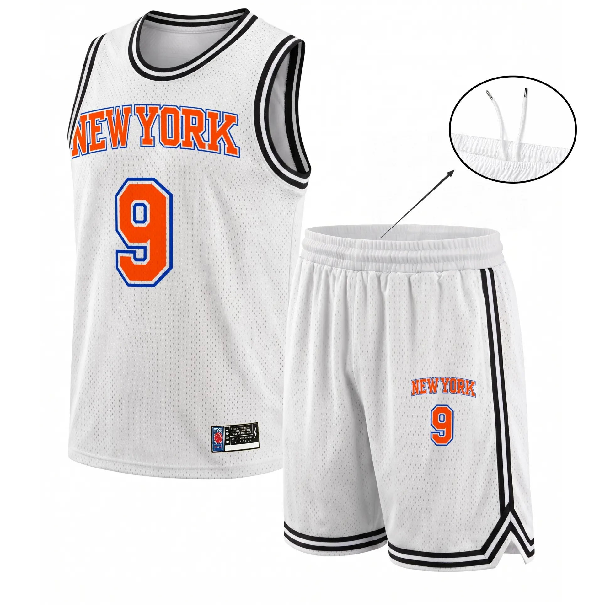 Men’s Basketball Jersey & Shorts Set, 9 Number Athletic Outfit, Breathable Lightweight Fabric, Comfortable Gym, Court, Outdoor Sports, Streetwear, Trendy Activewear, Empire Logo Print