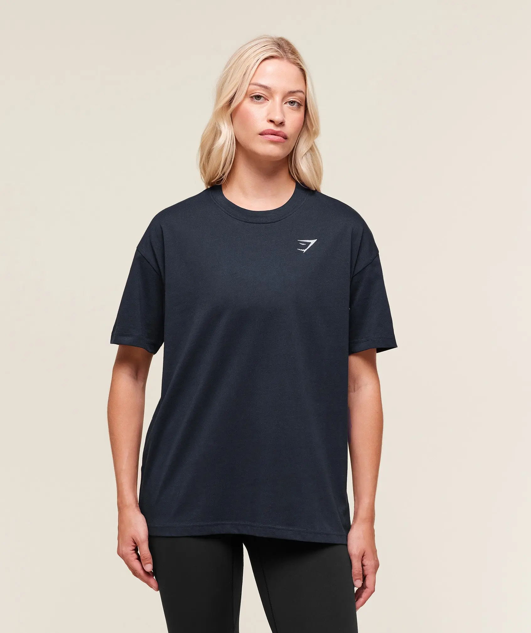 Gymshark Training Oversized T-Shirt – Heavy Blue Cotton Gym Tee, Relaxed Workout Fit