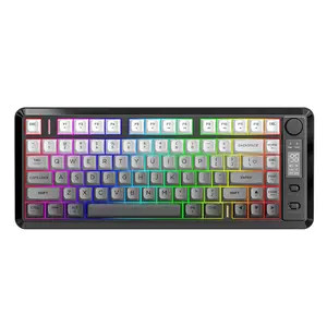 M75 Wireless Multifunctional External Computer Keyboard, 2000mAh USB Rechargeable Keyboard with Knob Control & Display Screen, Compact Keycaps for MAC/Win