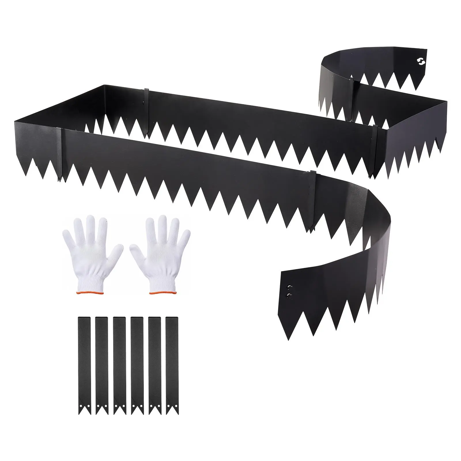 VEVOR Galvanized Steel Landscape Edging, 6-Pack 40 x 8 Inch Metal Edging for Landscaping with 6 Mounting Clips, Bendable Metal Garden Edge Border for Flower Bed, Yard Pathway, Black#BackToSchool