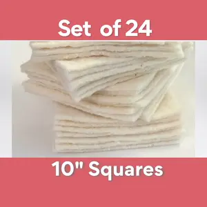24 precut batting squares of Warm 100 with cotton scrim for quilt as you go projects .10-inch pre-cut batting squares for bowl cozy.