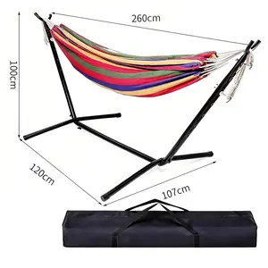 Hammock with Heavy-Duty Steel Stand | 450 LB Capacity Soft Lounge Swing | Breathable Lightweight Outdoor Hammock for Camping & Travel Sturdy & Reliable, Vibrant &  Comfort Soft