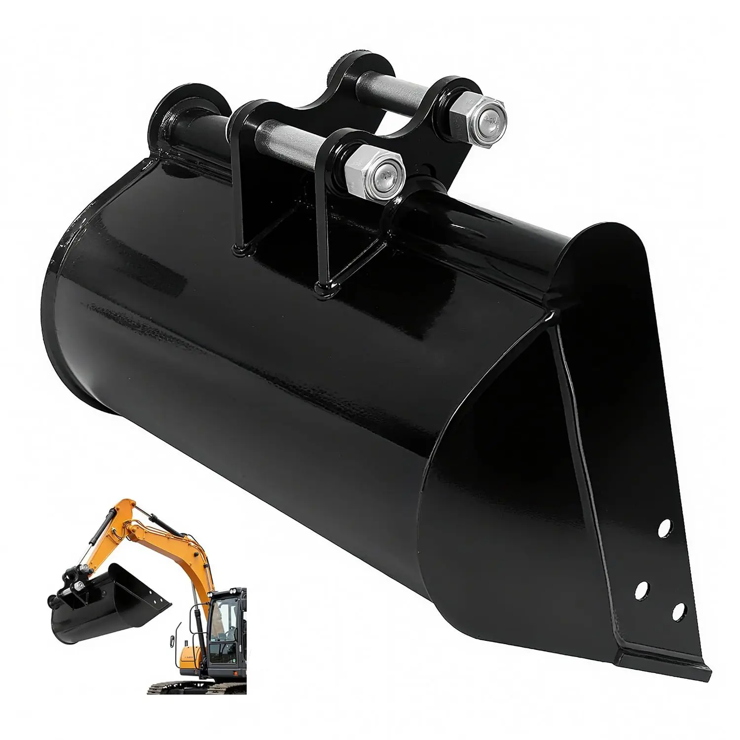 500mm Mini Excavator Bucket Attachments, No Teeth Flat Backhoe Bucket with Bolt-On Connection, Manganese Steel Heavy Duty Excavator Attachment for Digging, Trenching, Loading, Landscaping Construction Work