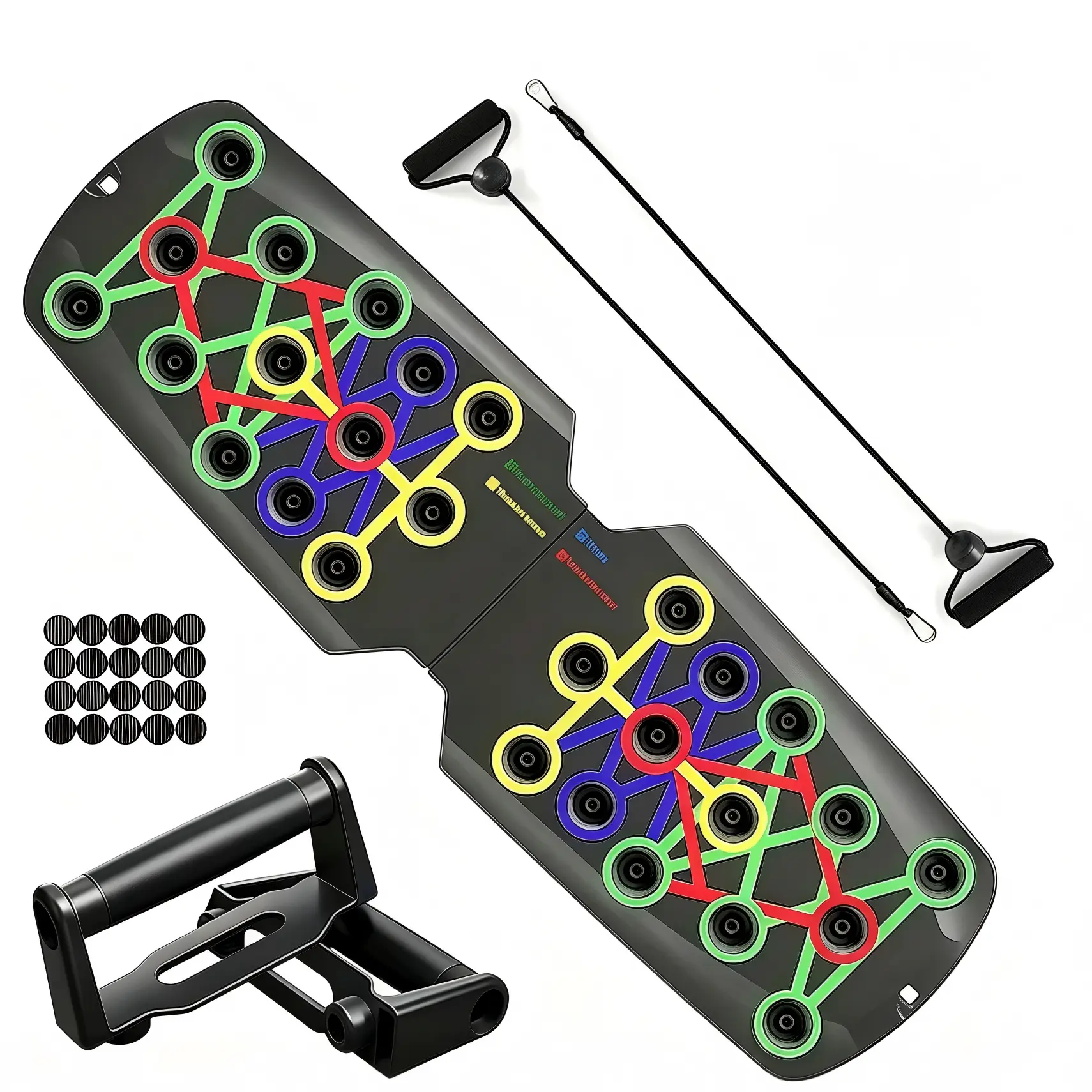 5 In 1 Multifunction Push-Up Training Board - Strength Training Machine, Muscle Trainer, Portable Home Workout Station, Home Gym Accessory for Full Body Workout Fitness Enthusiasts, Backyard, Folds Flat, Enhancing Fitness Routine, Targeted Muscle Groups,,