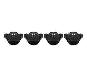 Set of 4 Mini Round Cocotte 1/3 QT Matte Black Knobs