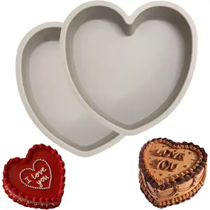 Set of 2  Heart Shaped Cake Pans - 9 Inch Nonstick -Grade Heart Cake Pan, Oven & Microwave Safe Molds for Baking - Easy to Clean in Just 2 Seconds