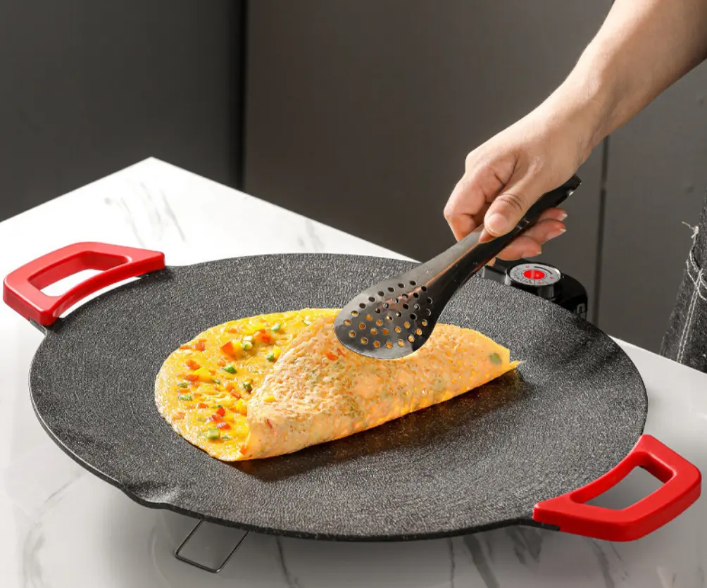 Nonstick Electric Tabletop Griddle - Smokeless Round Multifunctional Korean BBQ Grill, Indoor Appliance for Quick Breakfast Prep, Cooks Meals in Minutes
