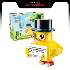Encourage Duck Building Block Desktop Decoration Toy for Home Decor- Inspirational Motivational Positive Emotional Support Gift for Birthdays - Cute Funny Desk Decor for Table, Desk, Office, Dorm