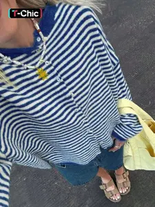 Women's Casual Striped Knit Cardigan, Long Sleeve Button Front Sweater Coat, Fall Winter Fashion Pullover Outerwear, Knitwear