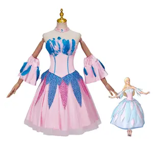 Adult Women Fairy Tale Princess Cosplay Ball Gown Millicent Roberts Costume Feather Dress Set Halloween Party Princess Costumes