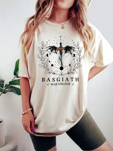 Fourth Wing Basgiath War College Dragon Geometric Graphic Aesthetic Fitted Short T-Shirt - Fantasy Novel Fan Gift Casual Tee
