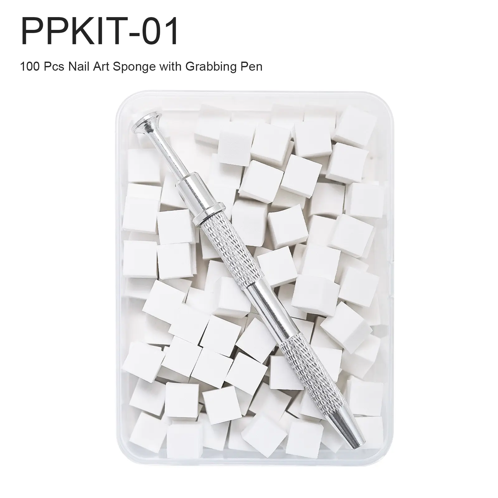 YOKEFELLOW Nail Art Sponge Kits with Grabbing Pen 100pcs Reusable Mini Ombre Sponges with Gripper Pen for Gradient Nail Art Professional Salon Quality Tools for Beginners & Nail Techs