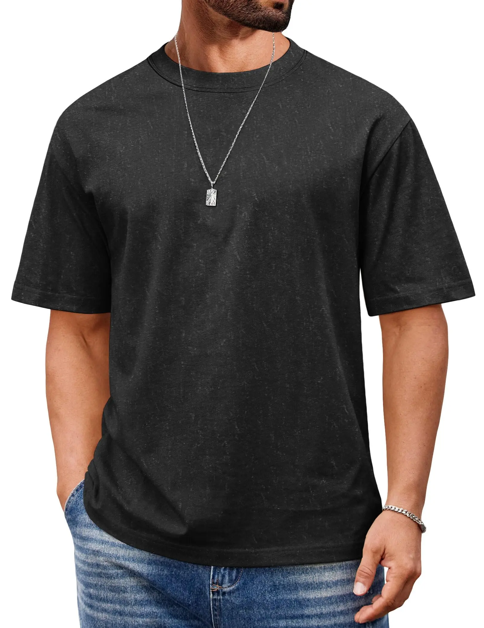 COOFANDY Men's Cotton T-Shirts Oversized Shirt Short Sleeves Streetwear Loose Fit Summer Tee Tops Washed Basic Unisex Shirts