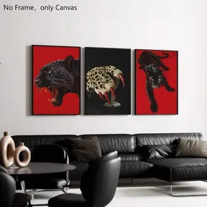 Panther Pattern Canvas Painting without Frame, Unframed Painting, Canvas Prints, 3 Counts/set Modern Wall Art Painting, Wall Art Decor for Home Living Room Bedroom Office, Ornaments