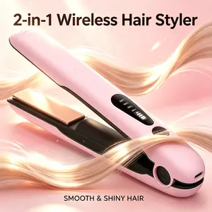 All-Day Mini Straightener - 5000mAh Cordless USB-C Flat curling Iron for Quick Fix, Bangs & Layers | Fast 30s Heat, Compact for Gym Bag, Office Desk, Car & Stylish Anywhere