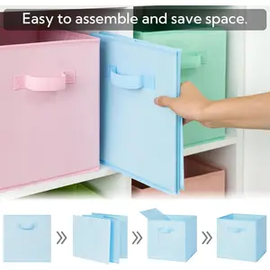 New Cube Storage Bins 13x13x13 Cube Storage Organizer Bins Toy Baskets Storage Kids Collapsible Cube Storage Organizer with Handle Fabric Storage Cube Colour 8-Pack Boxes