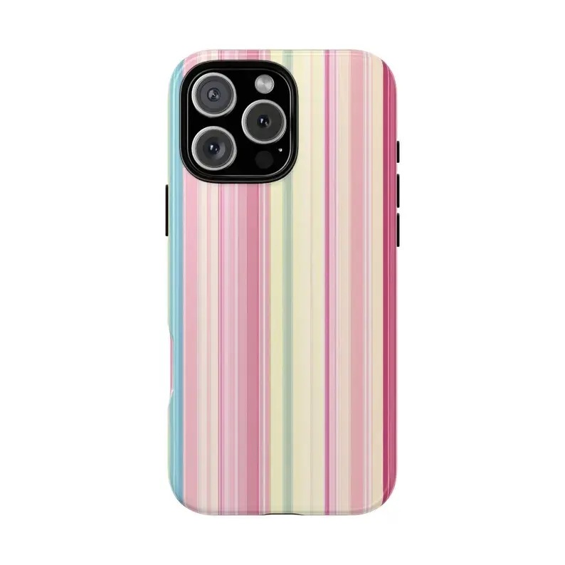 Rainbow Stripes PC+TPU Hard Shell Shockproof Phone Casing - Multi-Model Fit Protective Accessory for iPhone 17,16,15,14,13,12,SE,Pro,Max - Ideal Gift, Mobile Phone Accessories