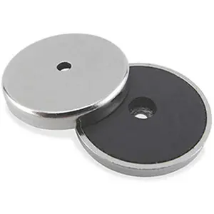 Master Magnetics B1798400 Magnet-Shaped Ceramic Round Base Magnet - 11 lbs Pull, Silver & Black, Magnet-Shaped Ceramic Magnets