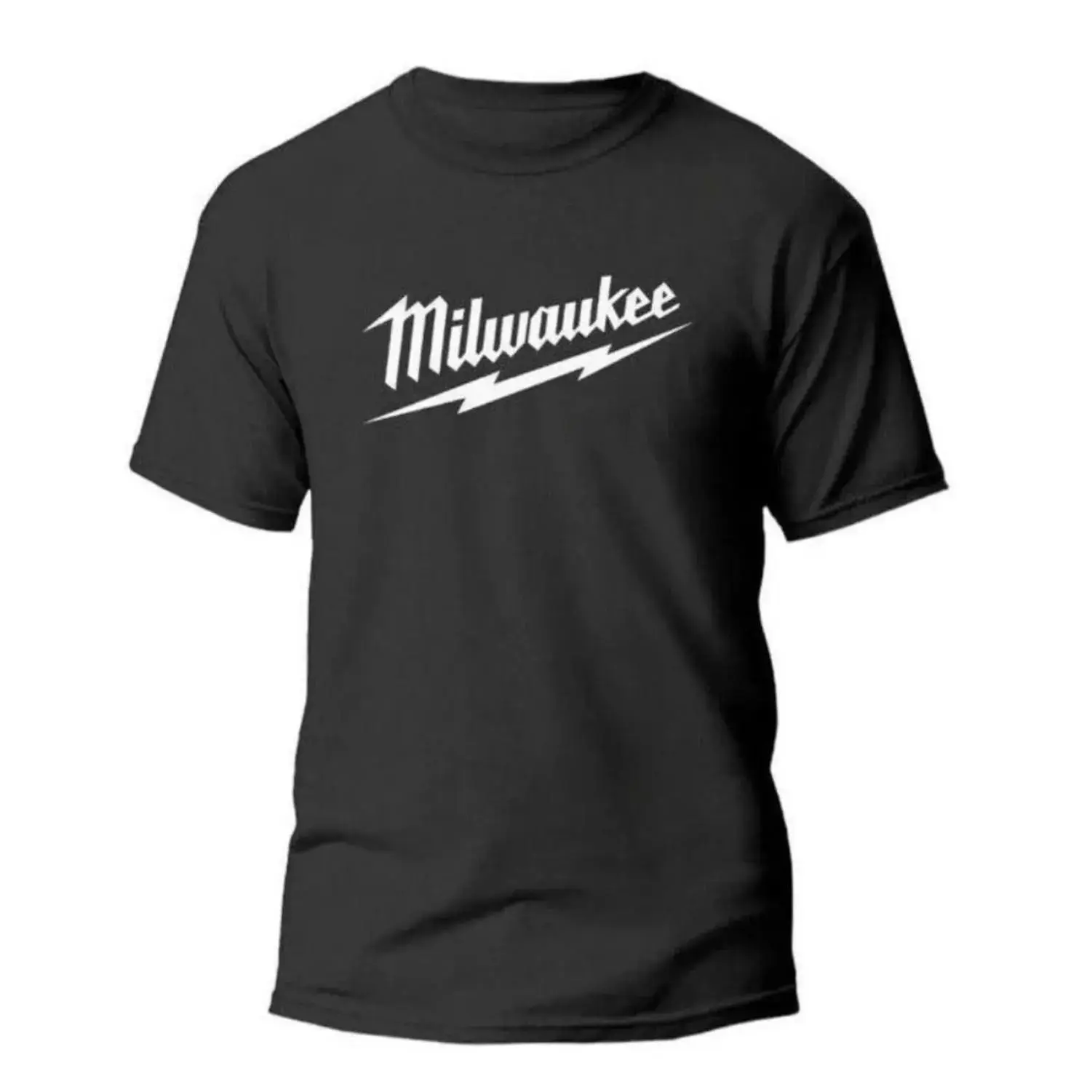 Milwaukee Logo Men's T-Shirt - Black & White, S-5XL Sizes, Short-Sleeve Casual Round Neck Menswear Streetwear Comfort Fit