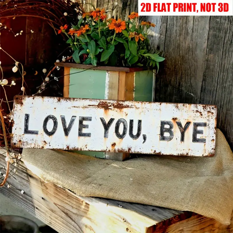 "Love You, Bye" Decor Signs, 1 Count Iron, 16 x 4-Inch Modern Love Theme Wall Art, Multi-Functional Home Decoration, Home Decor Products, Suitable for Entrance, Corridor, Room, Wedding Arrangement