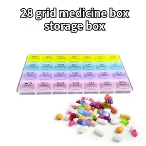 Organize Your Medications with This Portable, Large Capacity English Healthcare Medicine Box - 28 Grids!
