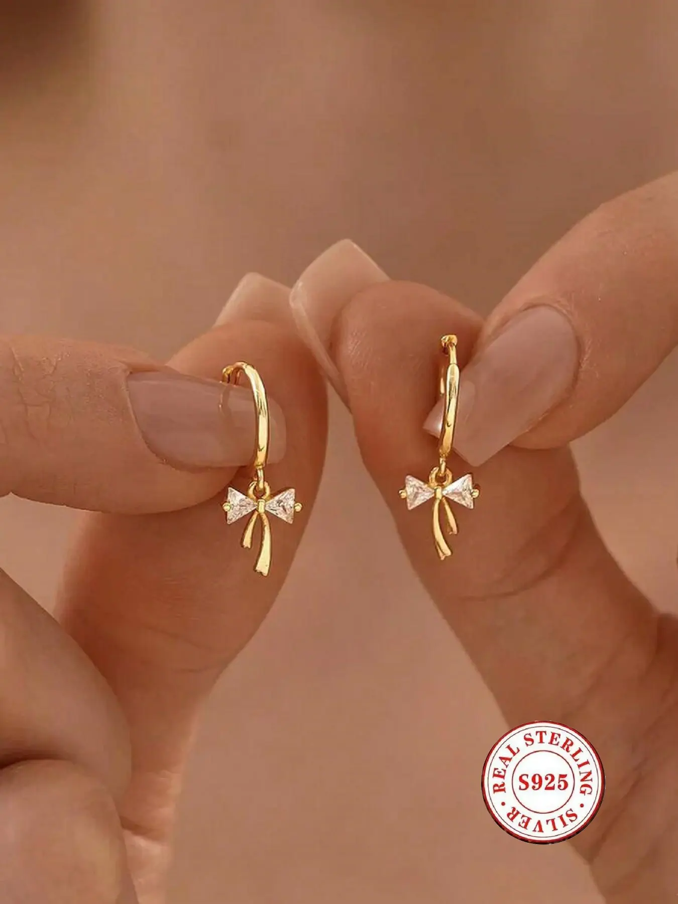 Women's Bow Zircon Bridal Drop Earrings, Shining Earrings, Gold/silver Color Cute Jewelry, Perfect Gift for Wedding, Fashionable and Adorable Accessories