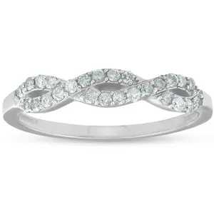 1/4ct Infinity Diamond Wedding Stackable Ring 14K White Gold