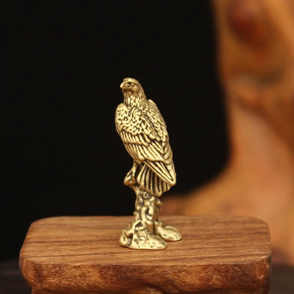 Brass Eagle Sculpture, Metal Mini Statue, Statue Figurines, Handmade Craftsmanship, Decorative 3D Desktop Ornament, Unique Creative Design