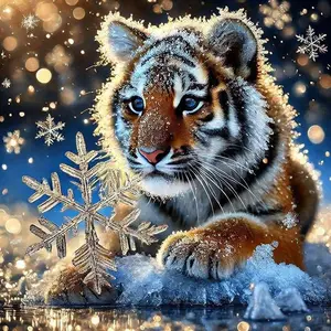 5D DIY Full Drill Diamond Painting - Diamond Art Kit Tiger, Animals, Snowflake Mosaic Canvas DIY Wall Art, Home Wall Decoration
